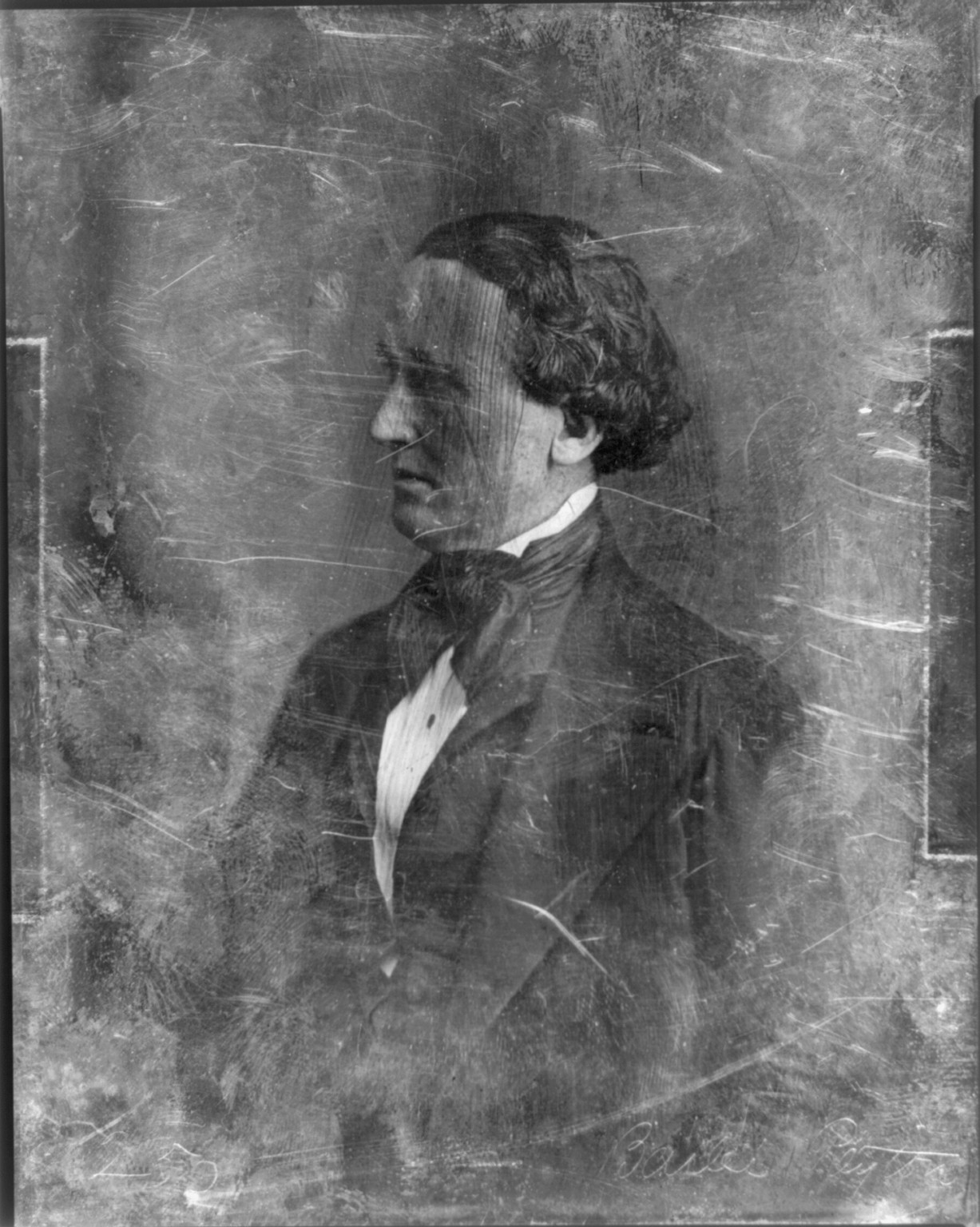 [Balie Peyton, half-length portrait, face nearly in profile to the left], [between 1844 and 1860] — historic photograph