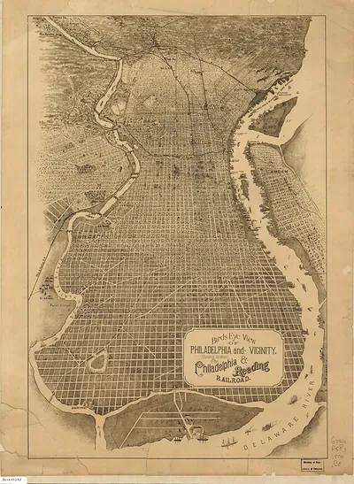 Birds Eye View of Philadelphia and Vicinity, showing Philadelphia & Reading Railroad