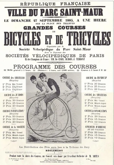 Grandes Courses de Bicycles et de Tricycles, Parc Saint-Maur, 1885