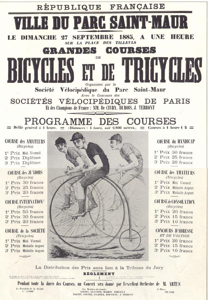 Grandes Courses de Bicycles et de Tricycles, Parc Saint-Maur, 1885 — historic image
