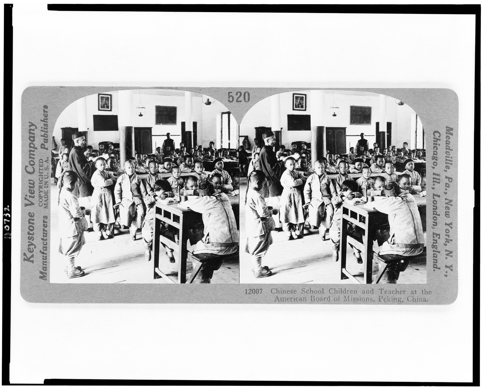 Chinese school children and teacher at the American Board of Missions, Peking, China, Meadville, Pa. : Keystone View Company, manufacturers, publishers, c1926. — historic photograph