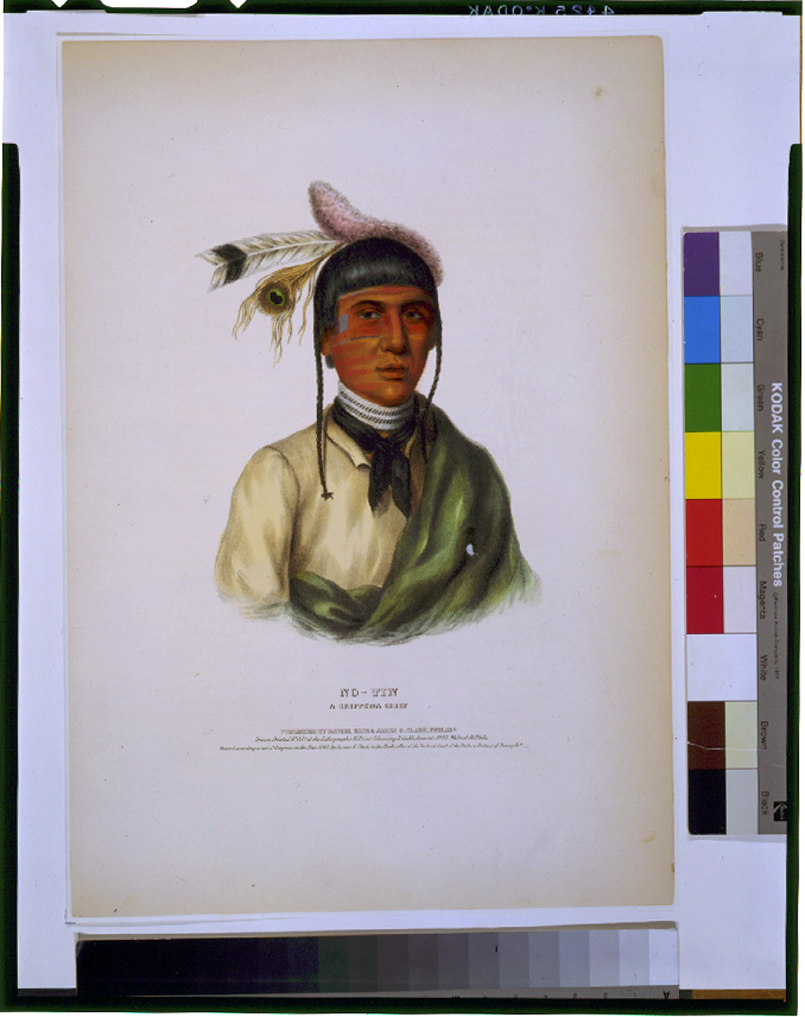No-Tin, a Chippewa chief, Philada. : Published by Daniel Rice & James G. Clark, c1842. — antique lithograph