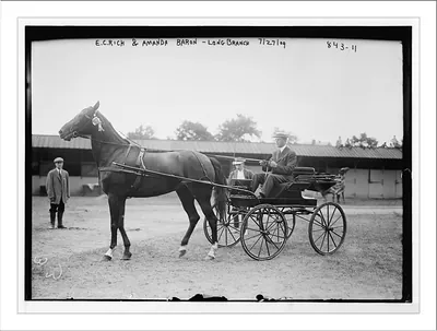 E.C. Rich and Amanda Baron, horse drawn hack, Long Branch