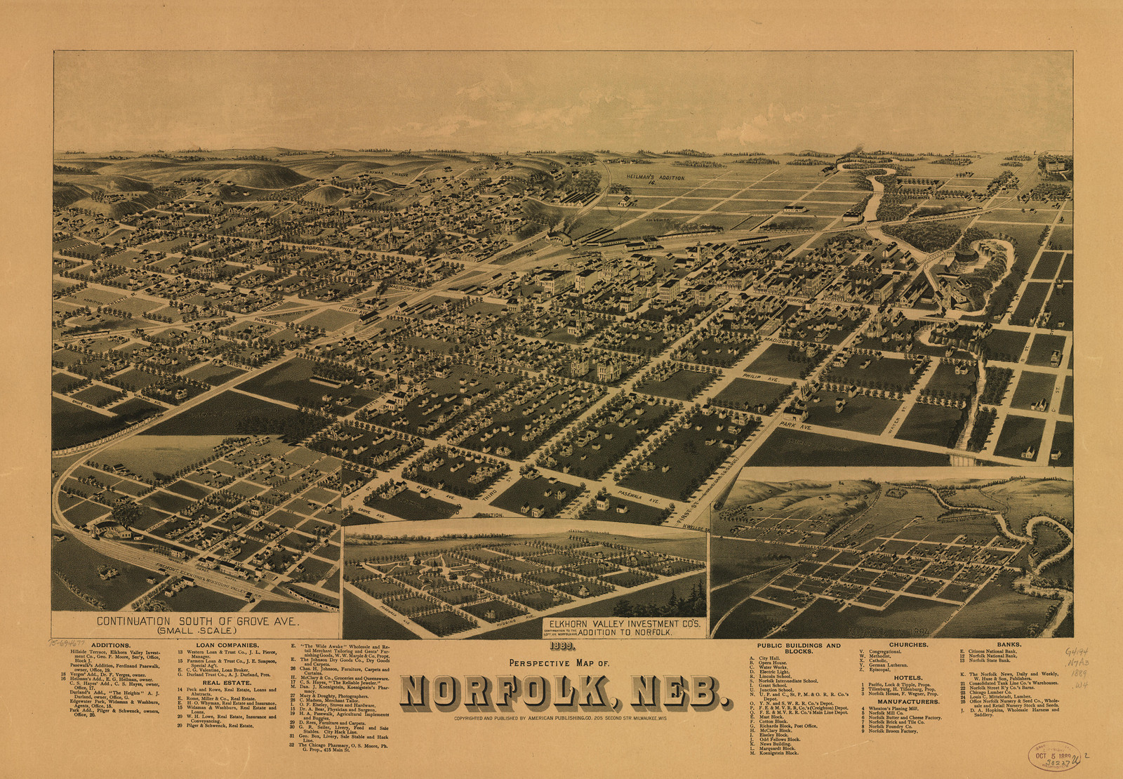 Norfolk, Nebraska, 1889, 1889 — antique map