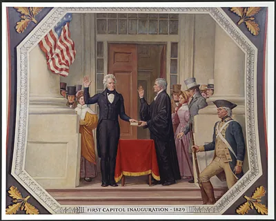 Chief Justice John Marshall Administering the Oath of Office to Andrew Jackson on the East Portico of the U.S. Capitol, March 4, 1829