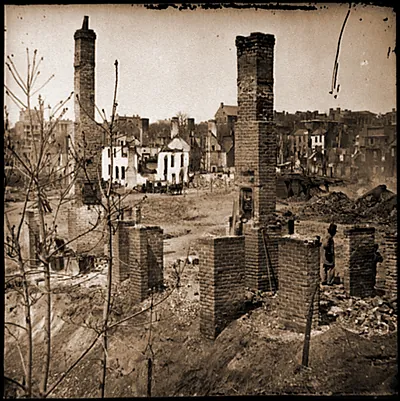 Richmond Va. Chimneys standing in the burned district