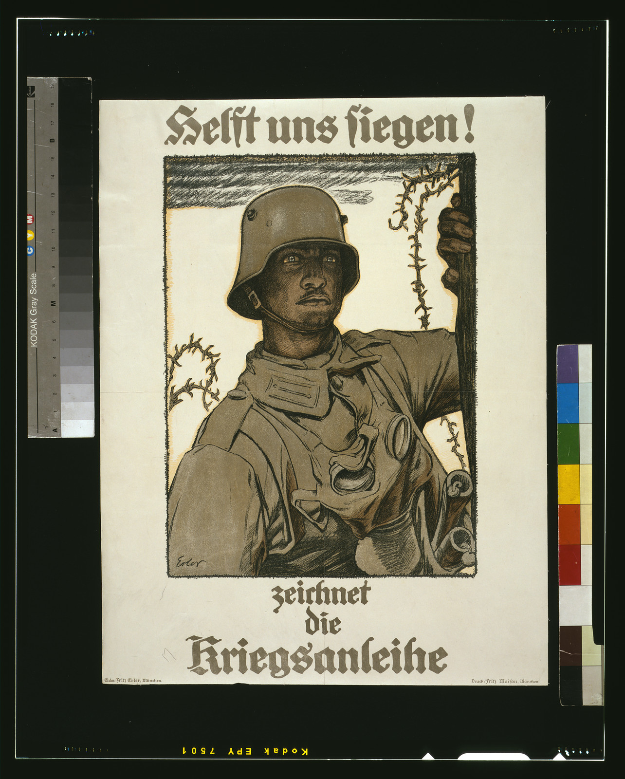 Helft uns siegen! Zeichnet die Kriegsanleihe / Erler., 1917 — vintage poster