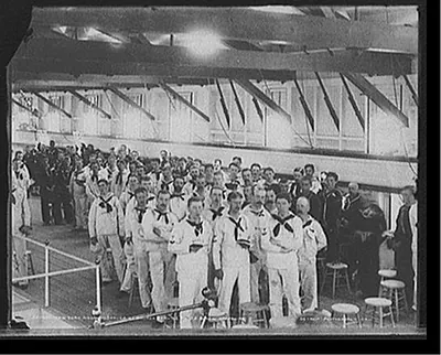 New York Naval Reserves at church service on U.S.S. NewHampshire