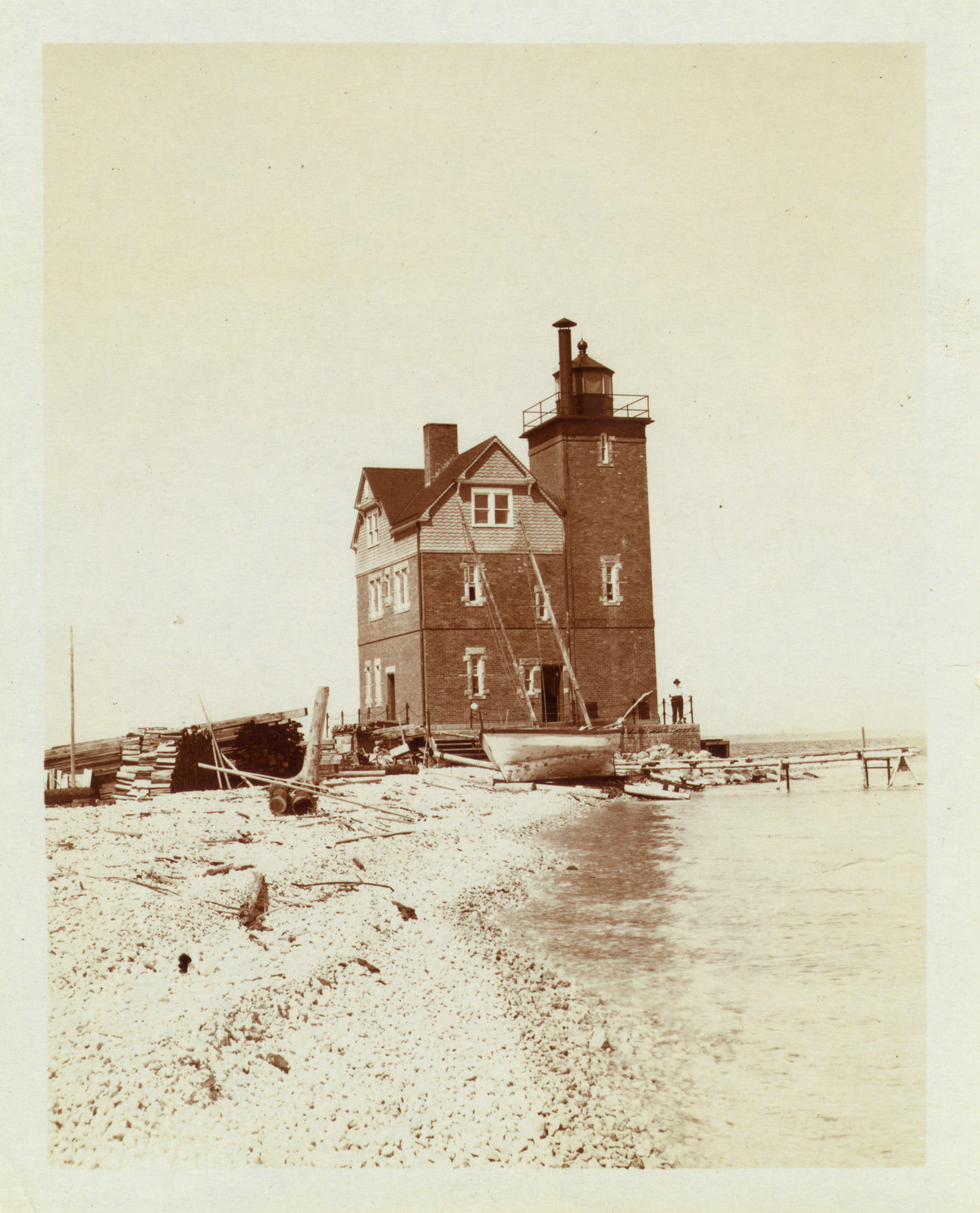 [View of lighthouse from beach, Duluth, Minn., 1903], 1903 — historic image