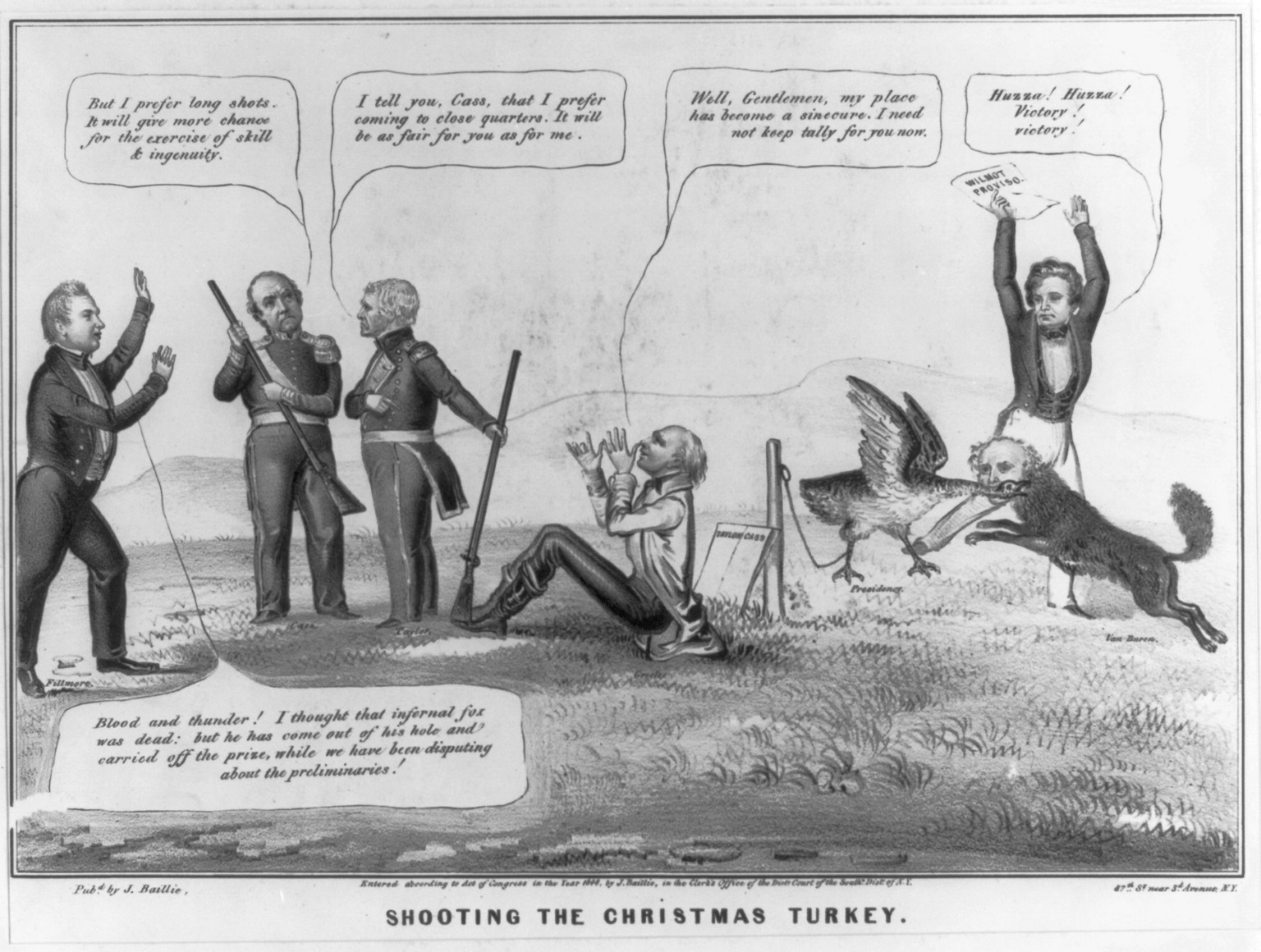 Shooting the Christmas turkey, N.Y. : Pubd. by James Baillie, 1848. — antique lithograph
