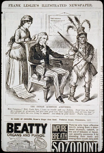 Antique Photo Print - The Indian question answered Indian labeled U.S