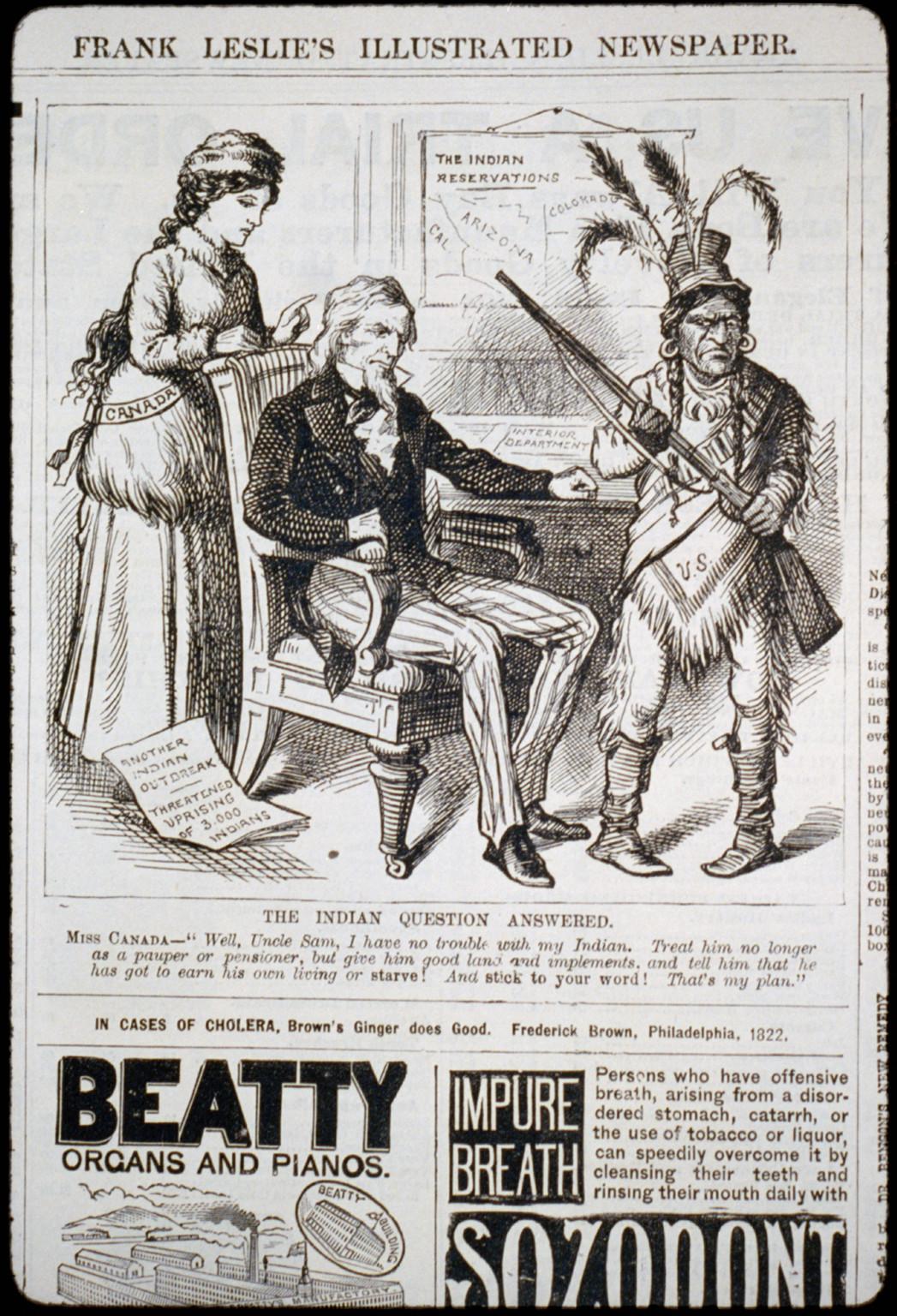 Antique Photo Print - The Indian question answered Indian labeled U.S — historic print