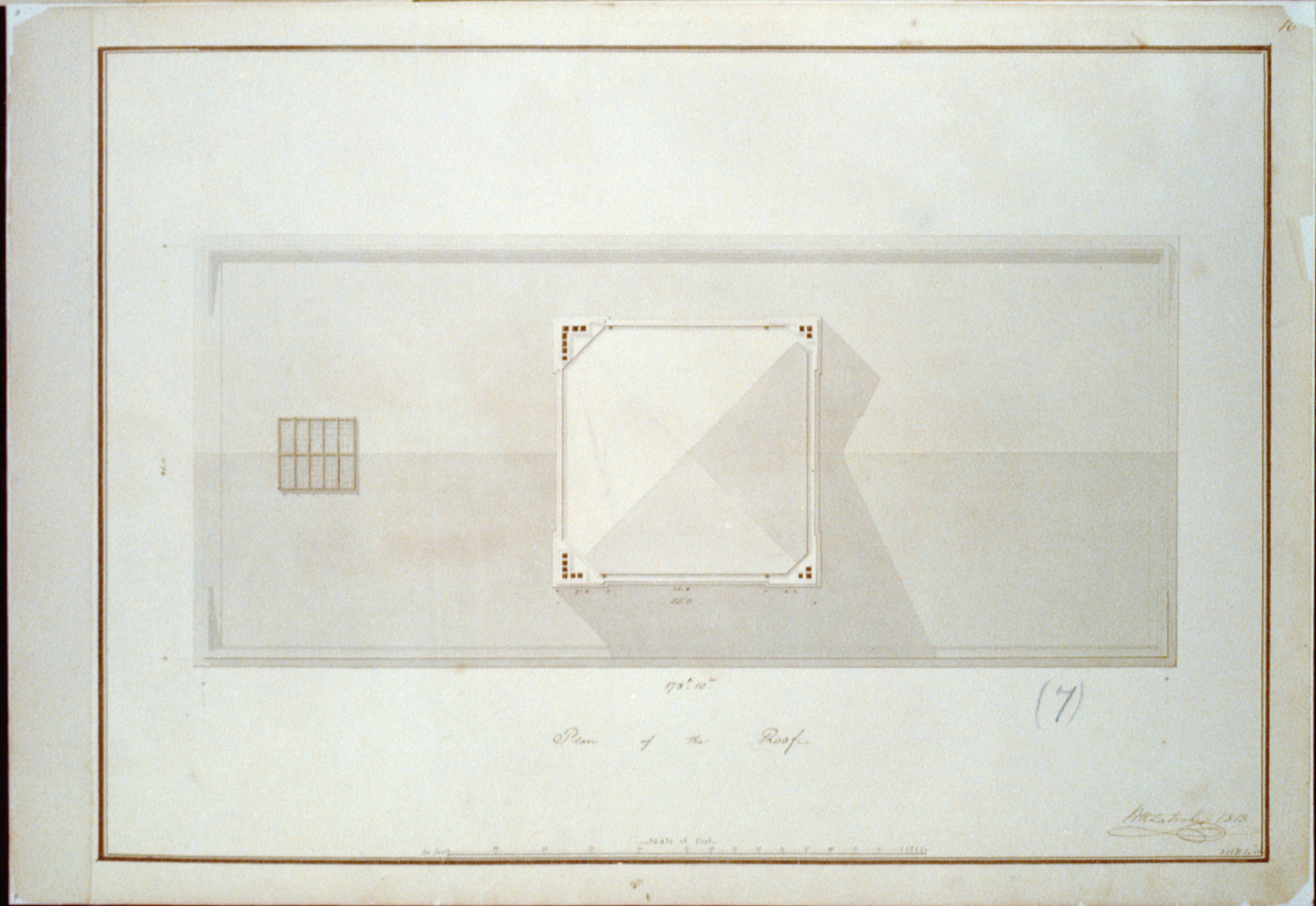[Bank building (2nd Bank of the United States") Pennsylvania. Roof plan]", 1818 — historic drawing