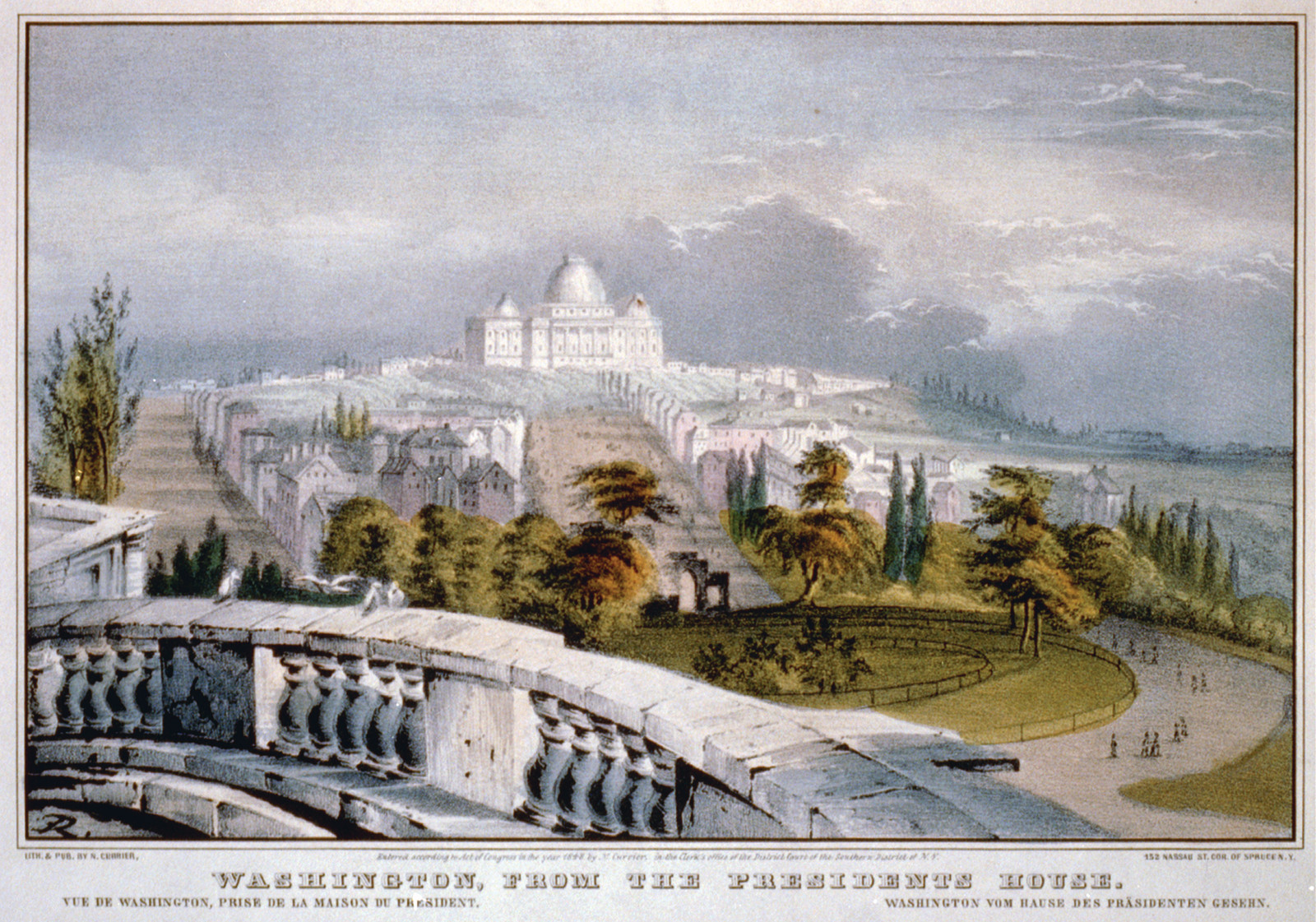 Washington, from the President’s House [1848], 1848 — antique lithograph