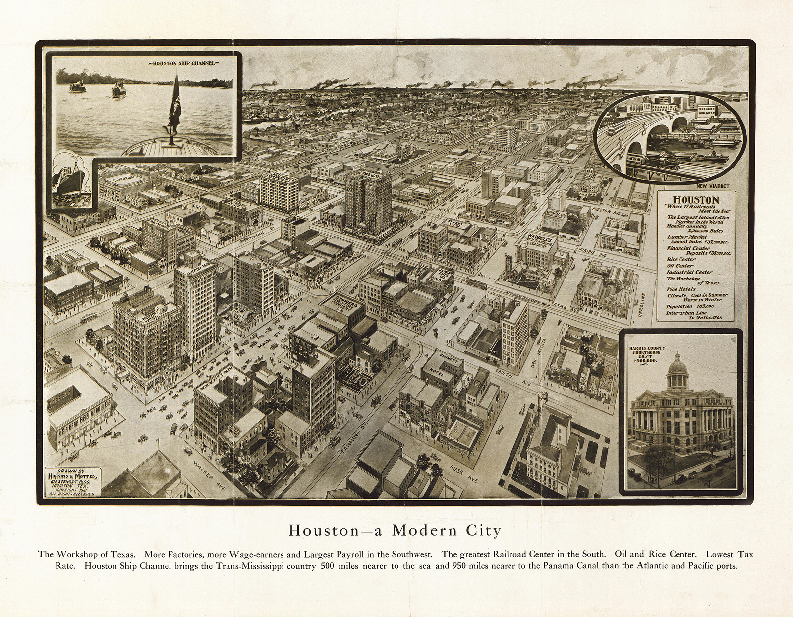 Houston, Texas, 1912, 1912 — antique map