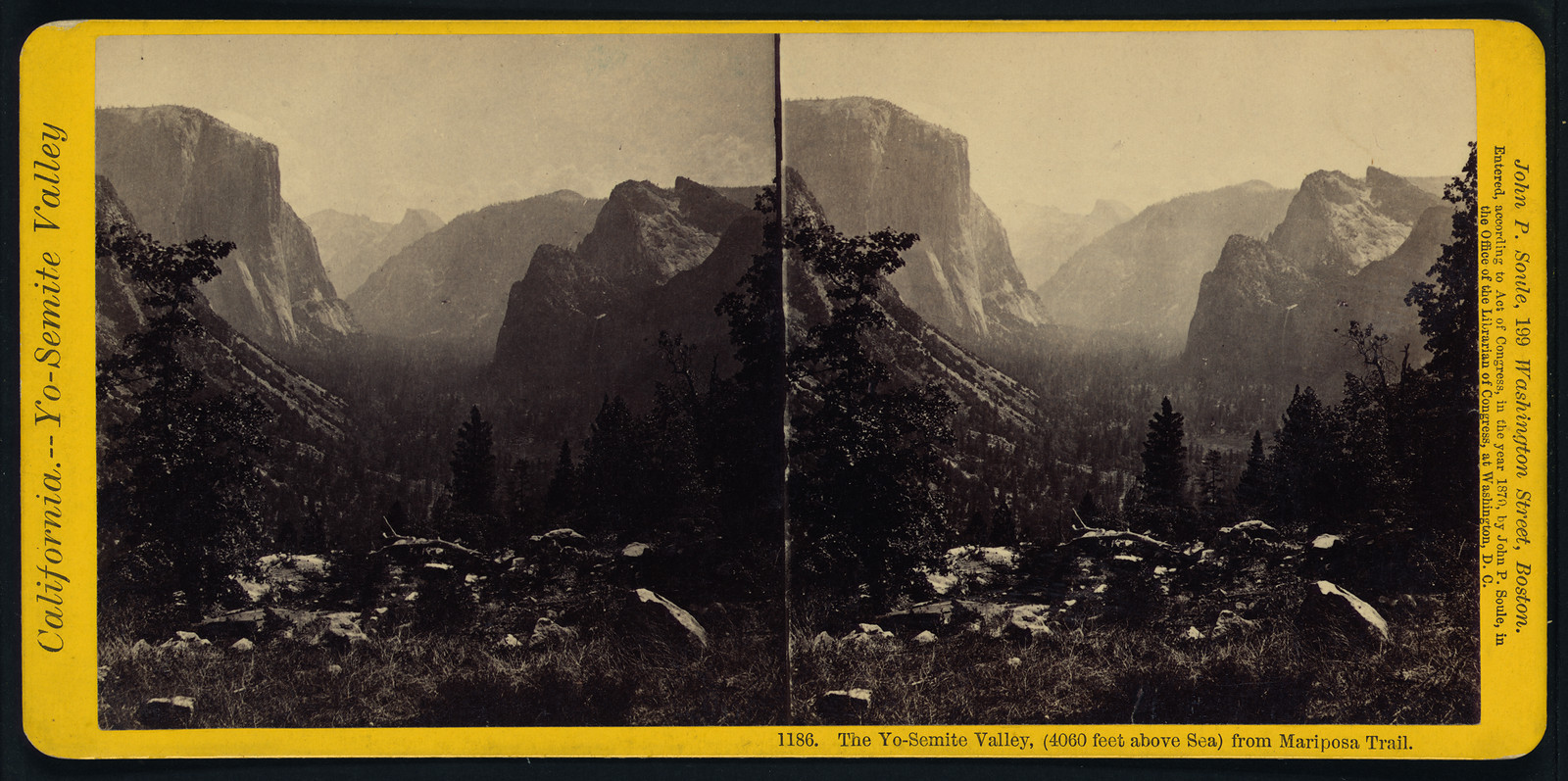 The Yo-Semite Valley (4060 feet above sea) from Mariposa Trail, 1870 — historic photograph
