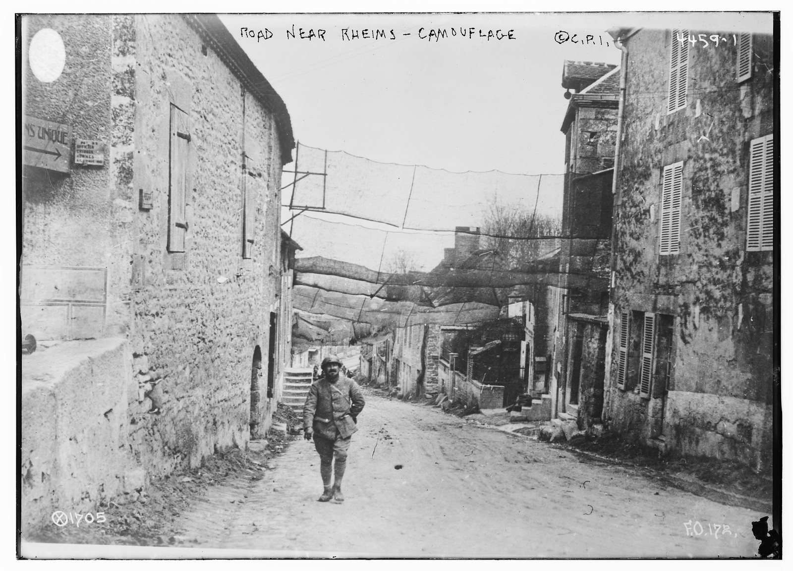 Road near Rheims -- camouflaged, n/a — historic photograph