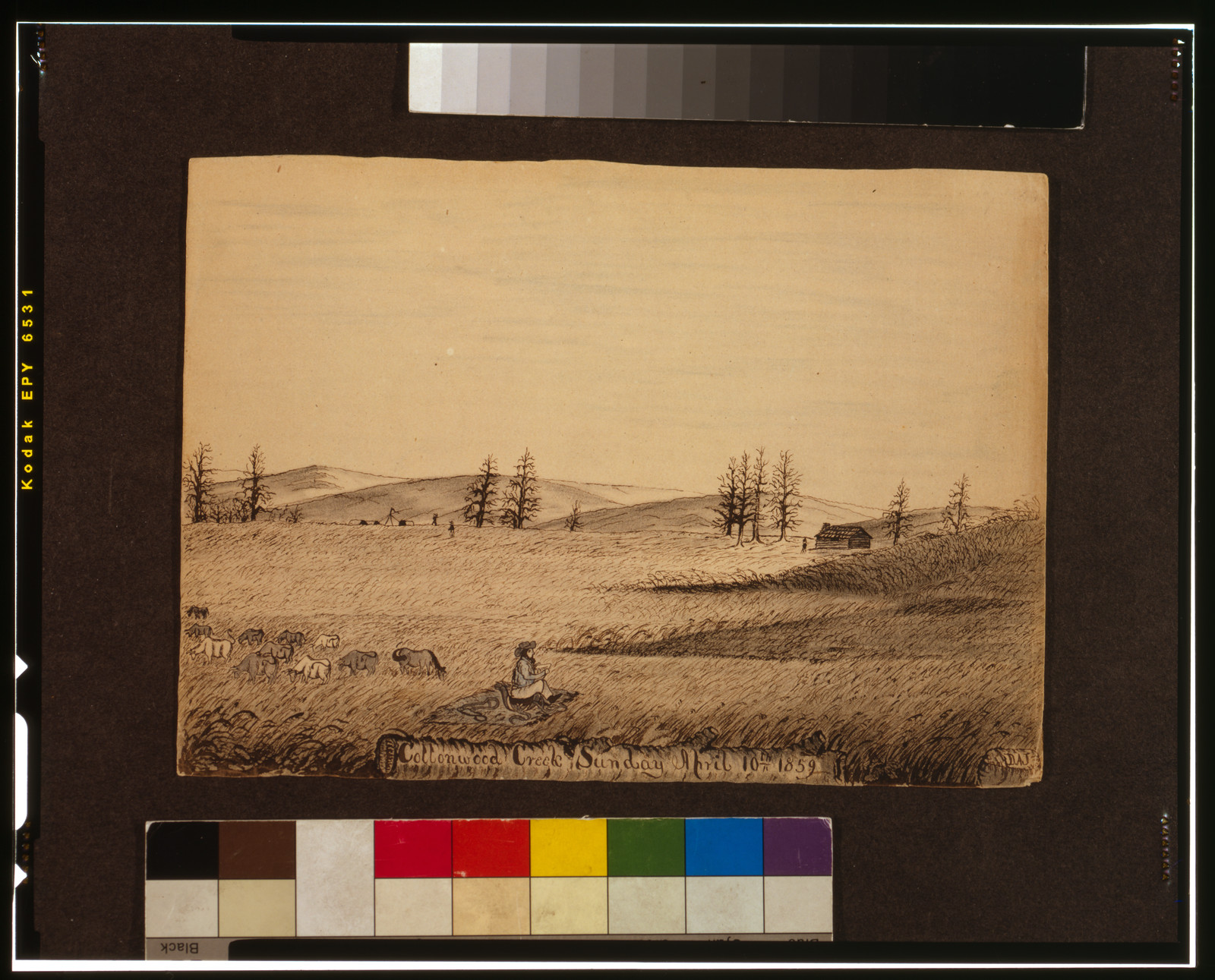 Cottonwood Creek, Sunday April 10th 1859, 1859 — historic drawing