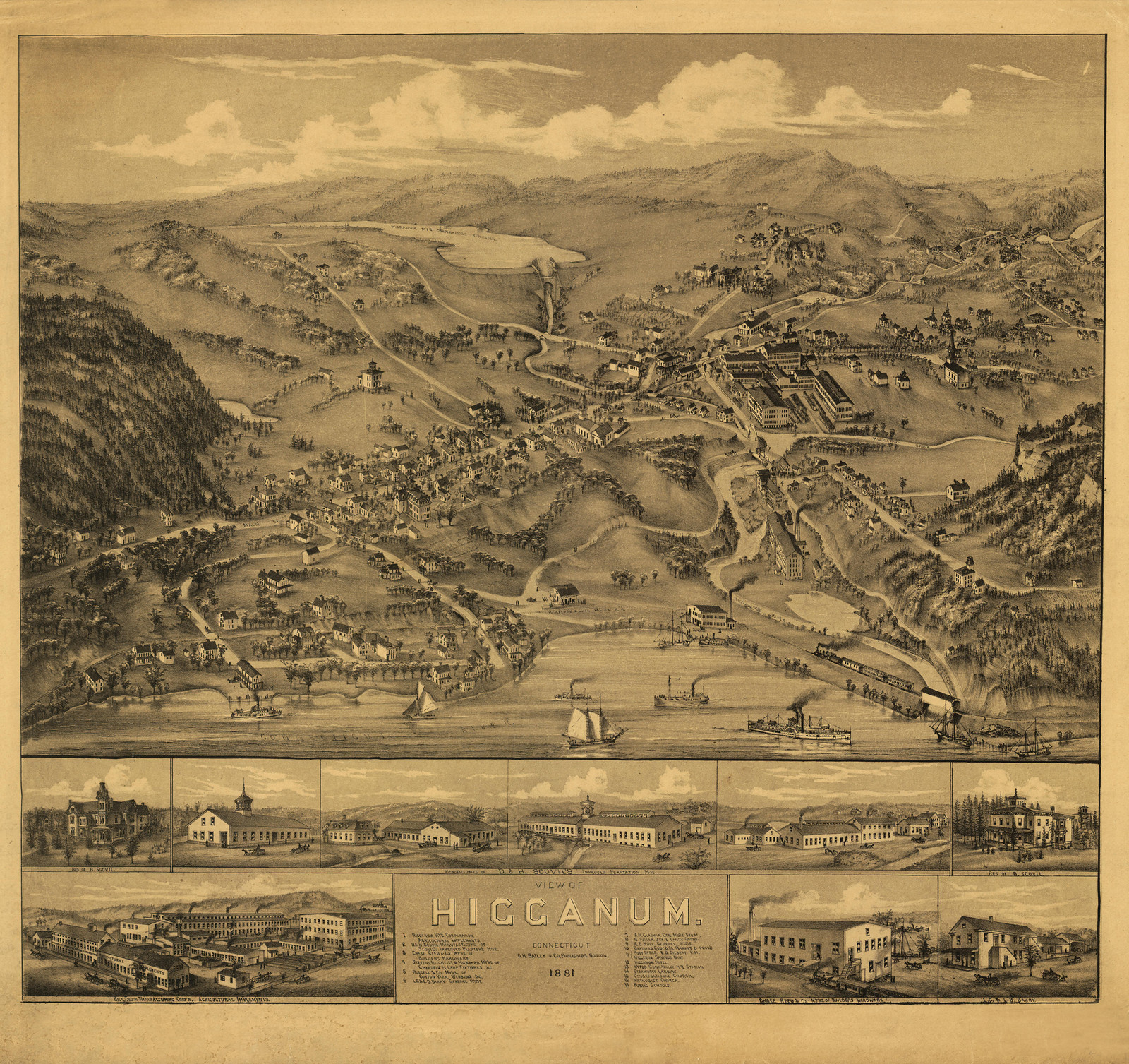 Higganum, Connecticut, 1881, 1881 — antique map