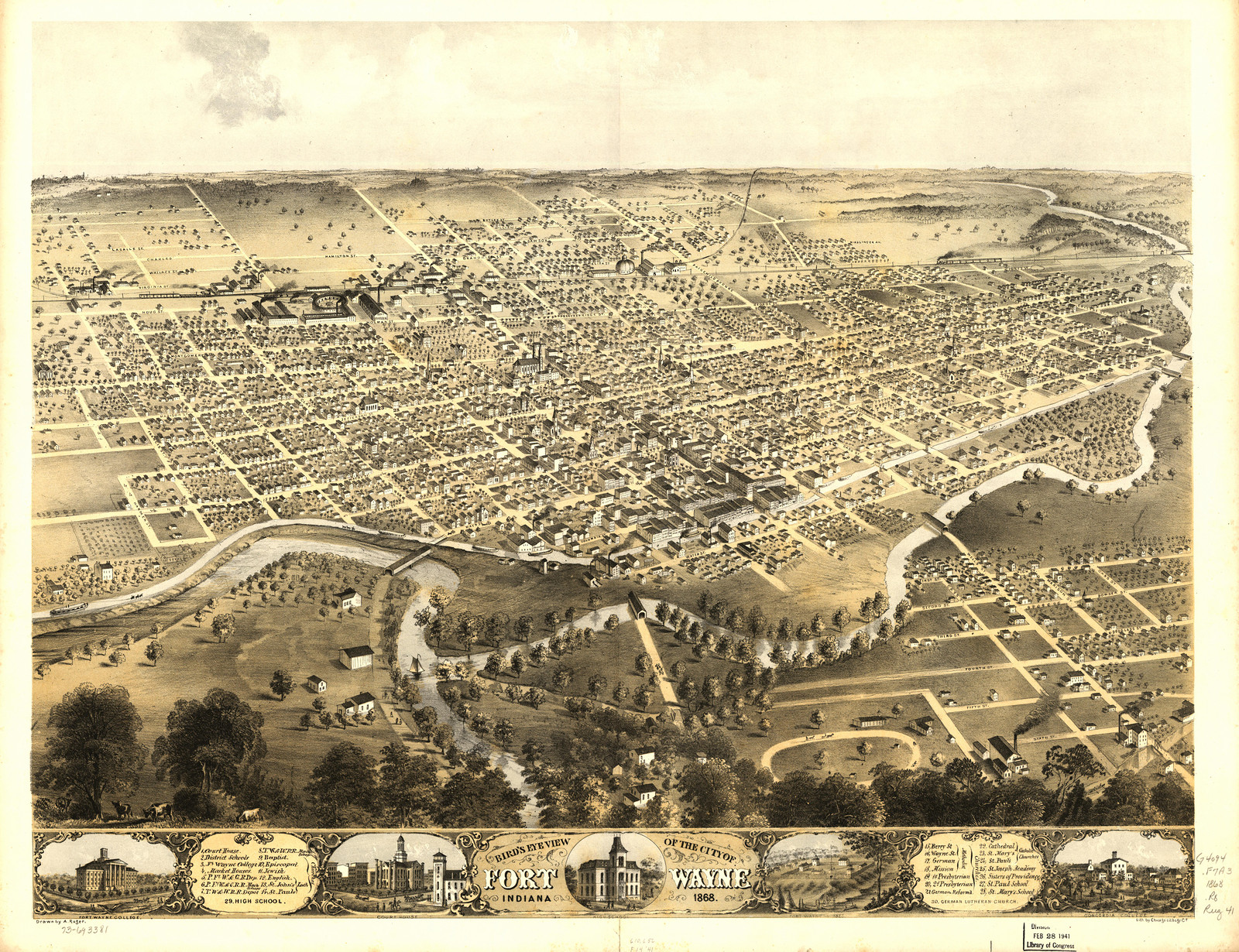 Fort Wayne, Indiana, 1868, 1868 — antique map