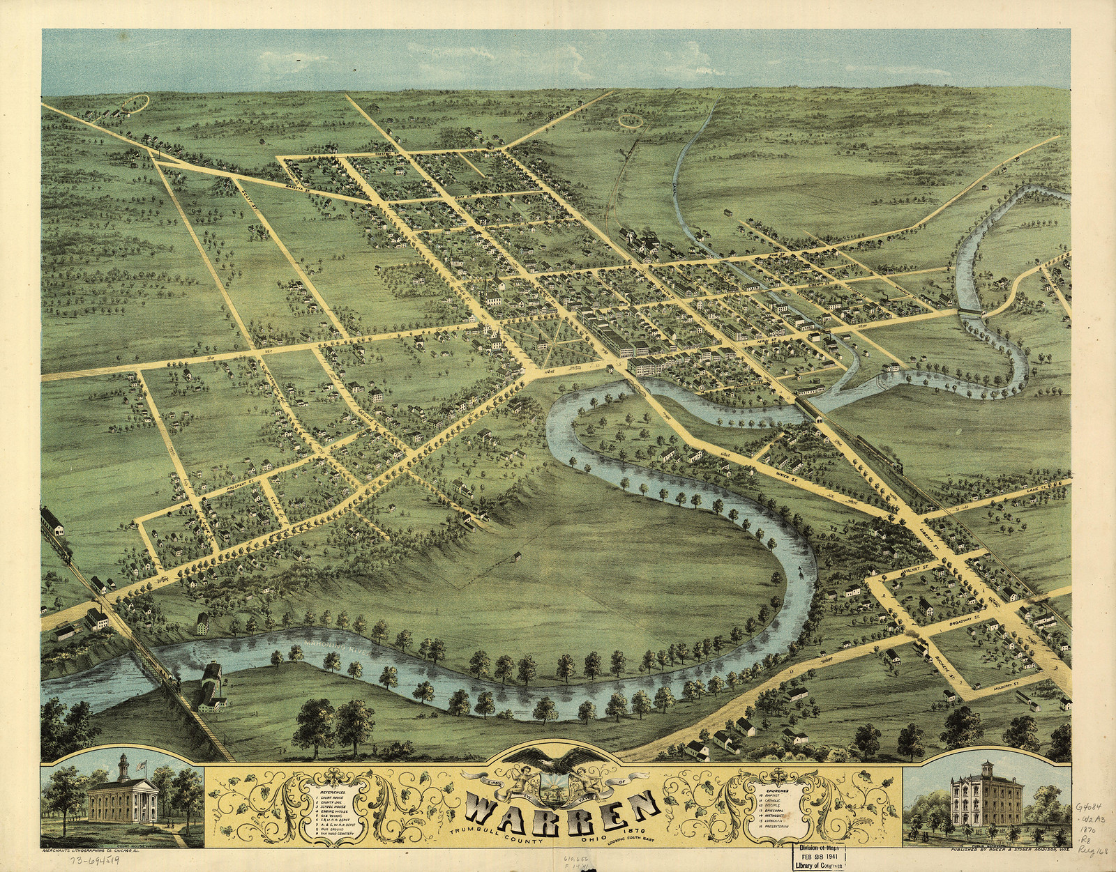 Warren, Ohio, 1870, 1870 — antique map