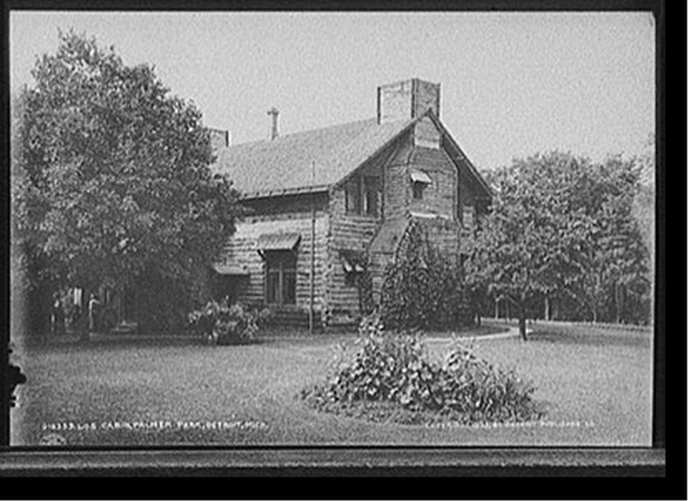 Log cabin, Palmer Park, Detroit, Mich., c1905. — historic photograph
