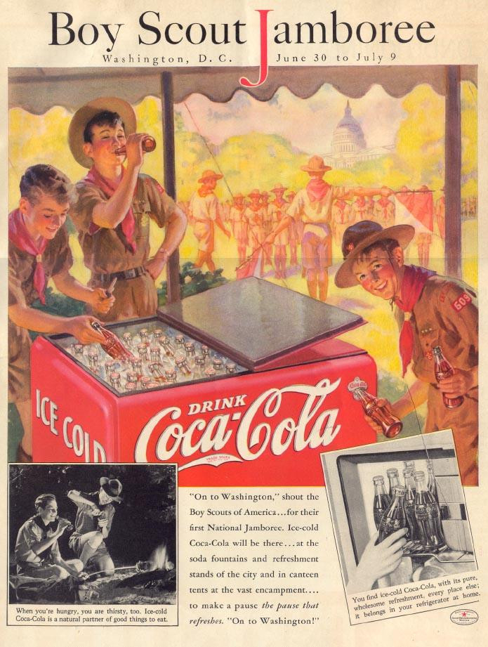 Boy Scout Jamboree Coca-Cola advertisement, Washington D.C. — historic image