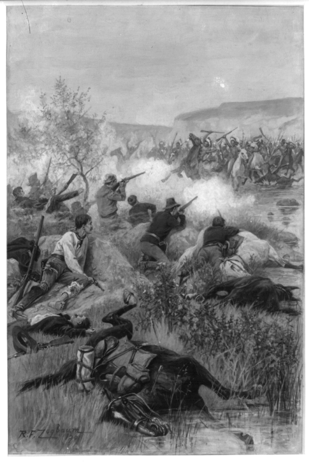 [Defeat of Roman Nose by Colonel Forsyth] — historic drawing