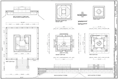 Dorchester Heights Monument architectural plans and elevations
