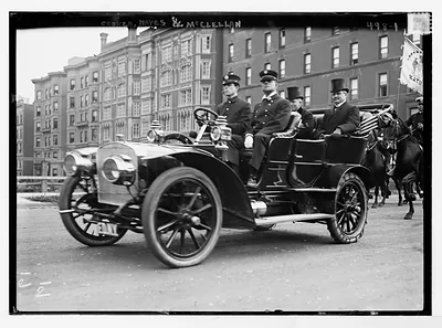 Croker, Hayes and Mayor McClellan in carriage, New York