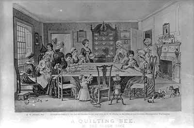 Quilting bee in the olden time