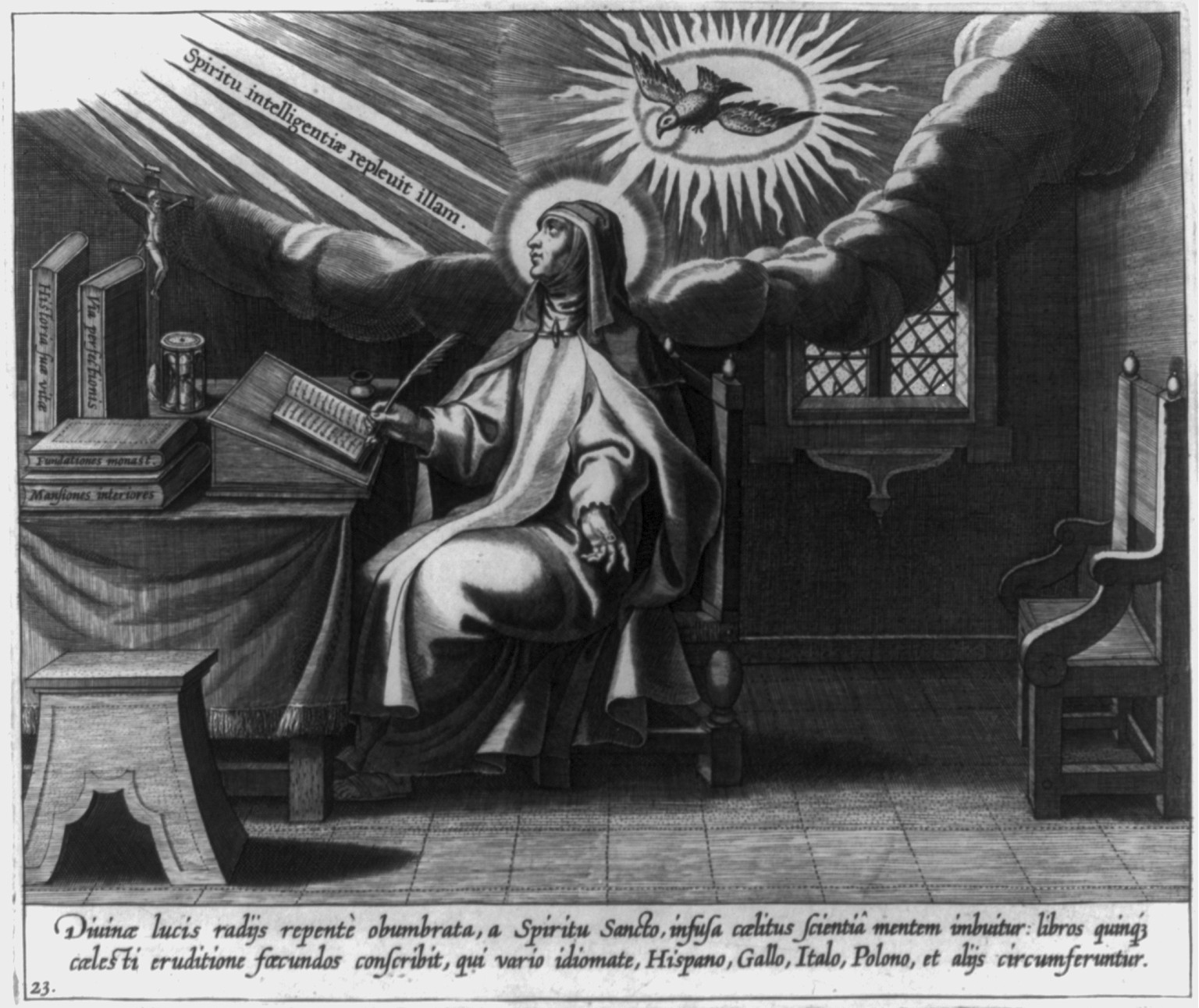 Divina lucis radijs repente obumbrata ..., 1613 — antique engraving