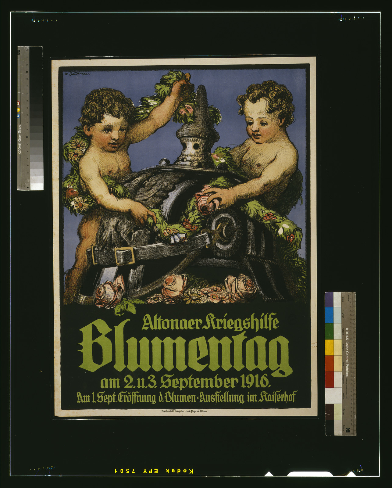 Altonaer Kriegshilfe Blumentag / W. Battermann., 1916 — vintage poster
