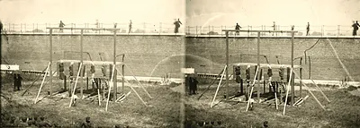 Washington, D.C. Hanging Bodies Of The Conspirators; Guards Only In Yard