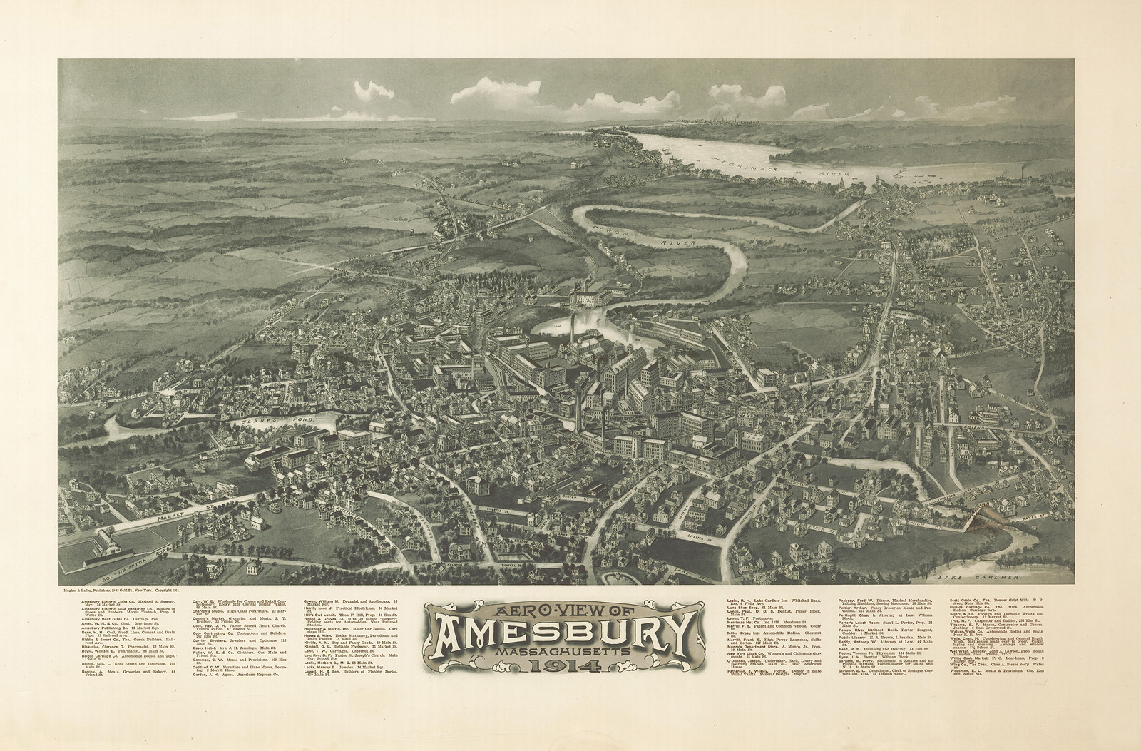 Amesbury, Massachusetts, 1914, 1914 — antique map