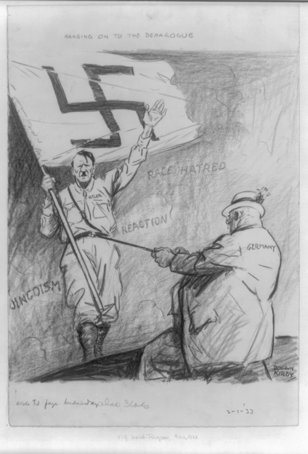 Hanging on to the demagogue, 1933 Feb. 1. — historic drawing