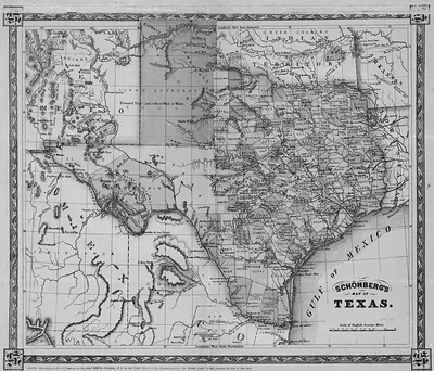Schönbergs map of Texas 1866 bw, Texas