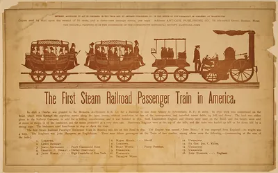 The first steam railroad passenger train in America