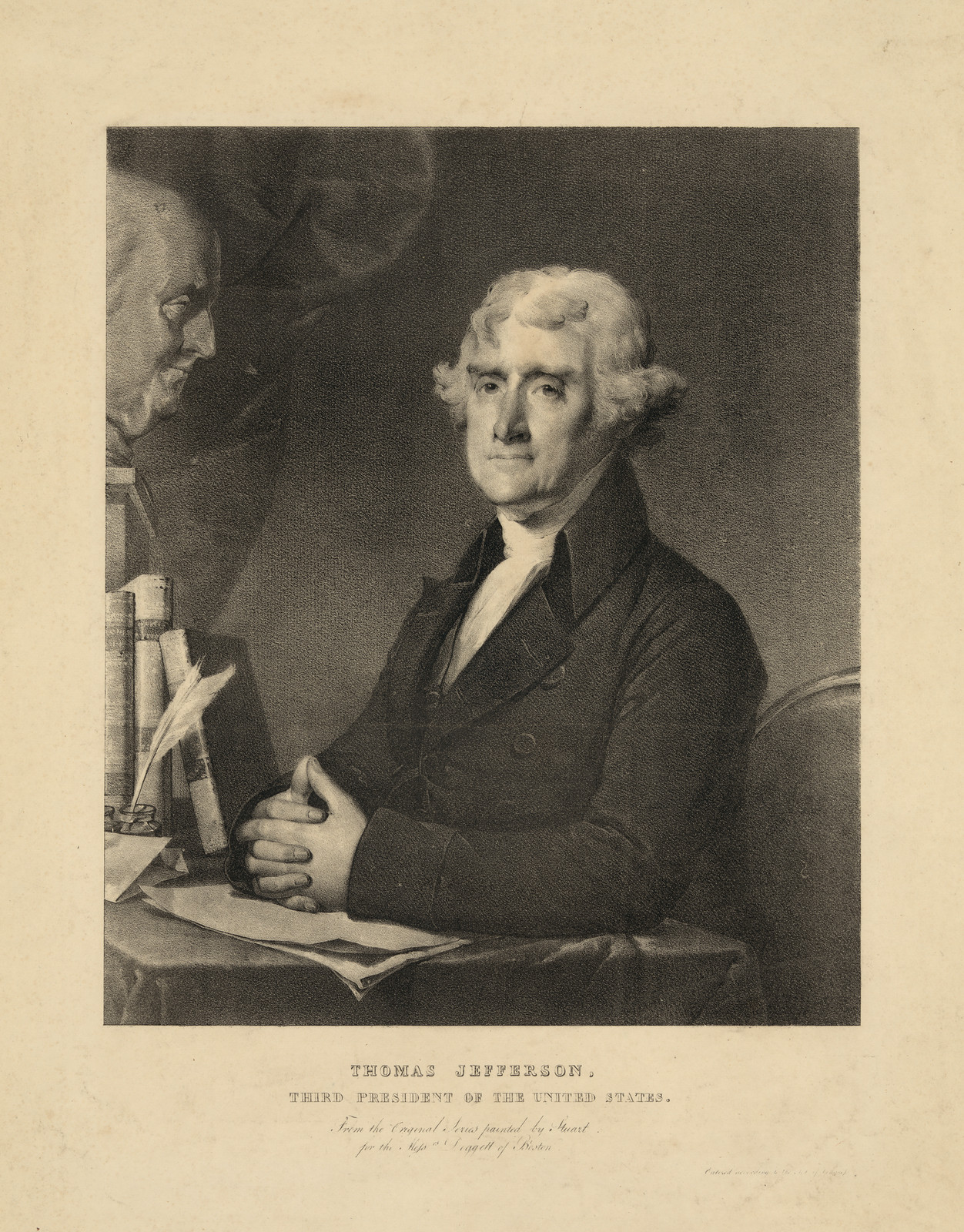 Thomas Jefferson, Third President of the United States — antique lithograph