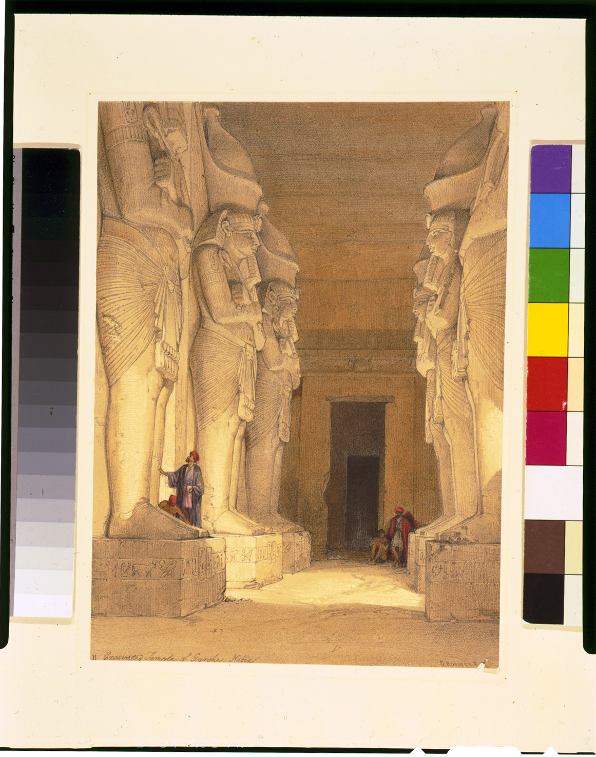 Excavated Temple of Gyrshe, Nubia / David Roberts, R.A., [published between 1846 and 1849] — antique lithograph