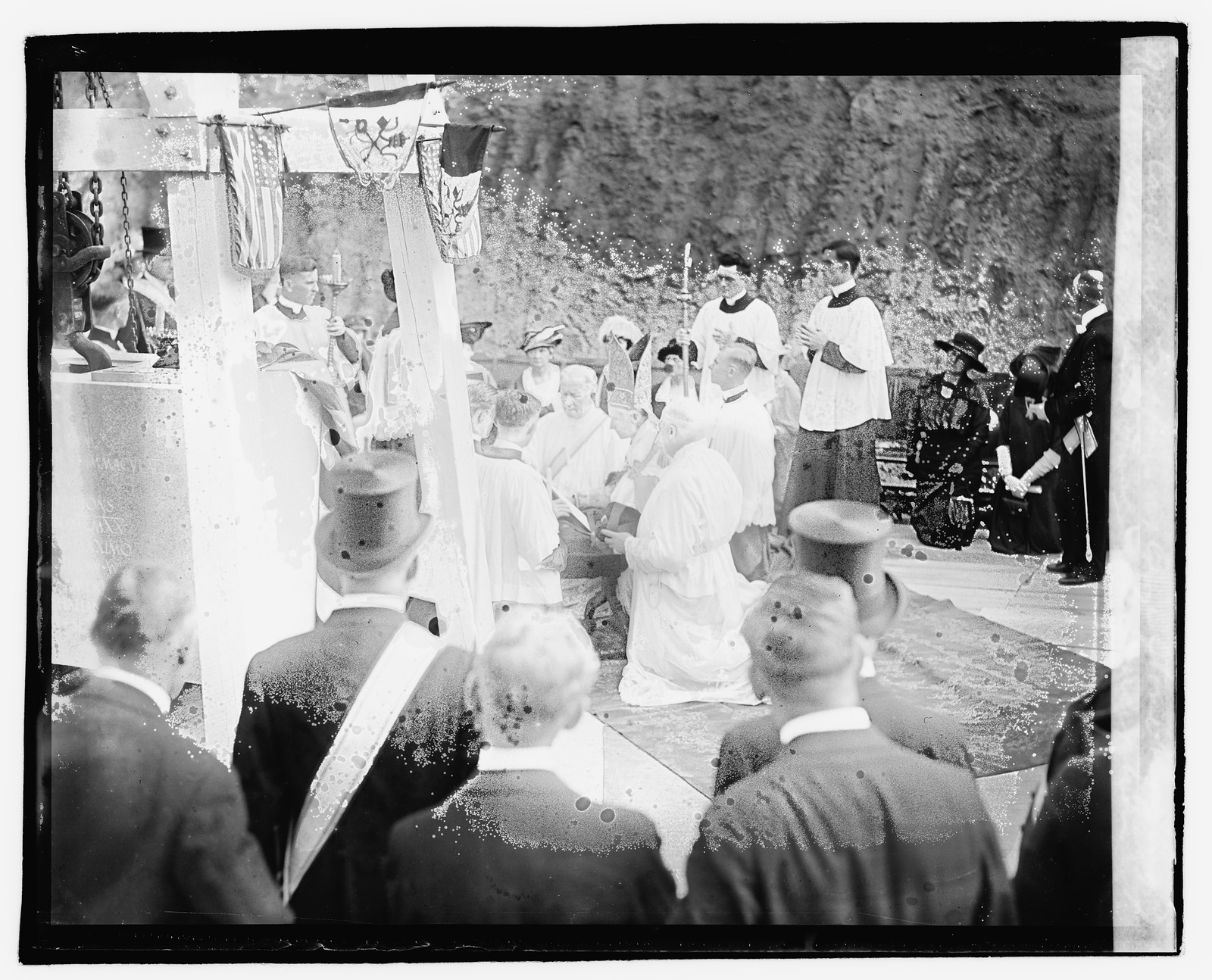 Cardinal Gibbons at cornerstone laying at shrine of the Immaculate Conception, [1920] — historic photograph