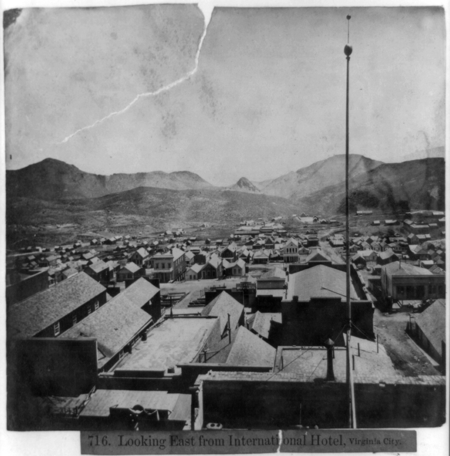 Looking east from International Hotel, Virginia City, [published 1866] — historic photograph