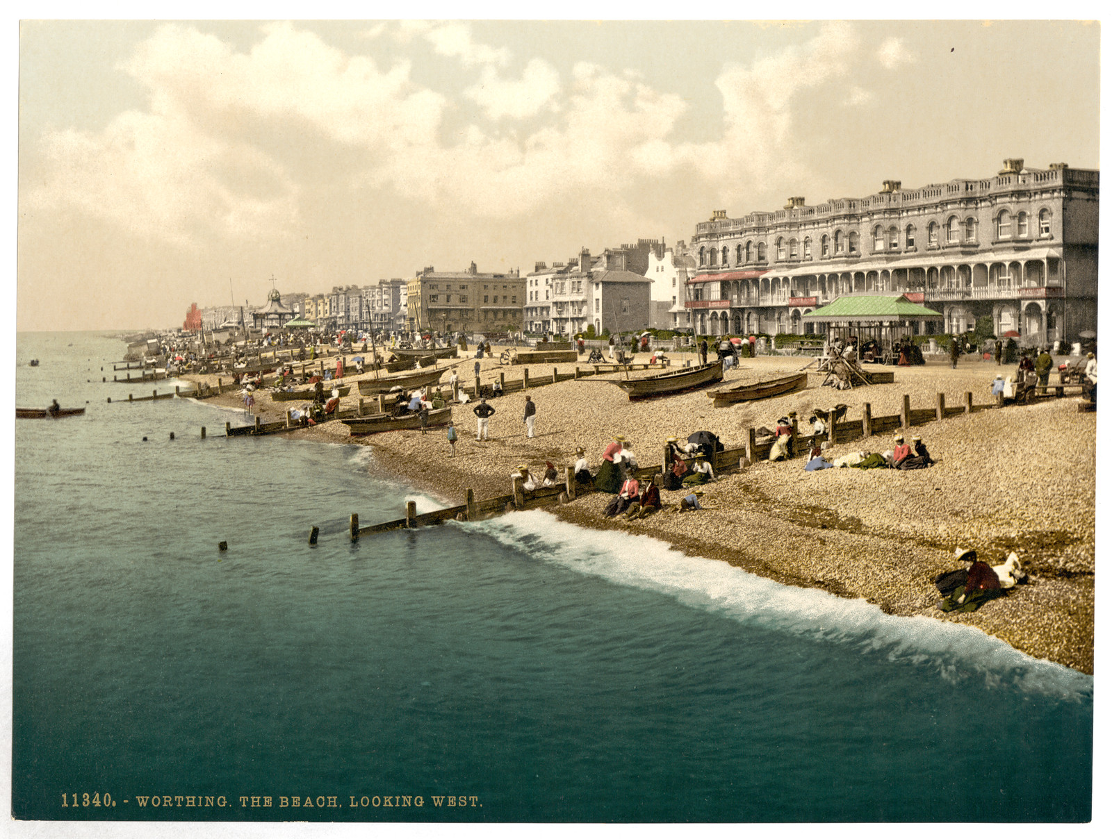 The beach looking west Worthing England, [between ca. 1890 and ca. 1900]. — historic print
