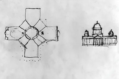 Photograph of sketch by Thomas Jefferson for the U.S. Capitol