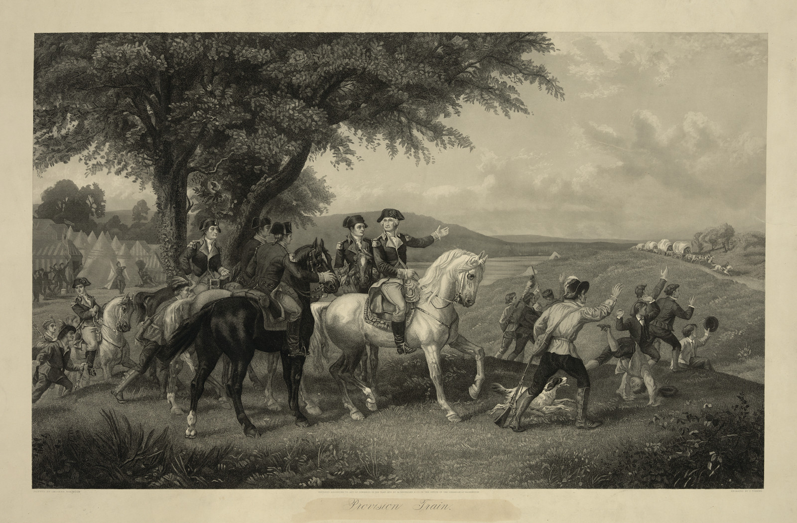 Provision Train, c. 1877 — antique engraving