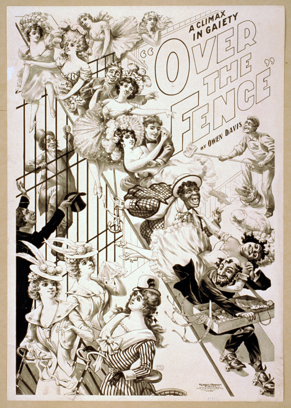 A climax in gaiety Over the fence by Owen Davis., 1899 — vintage poster