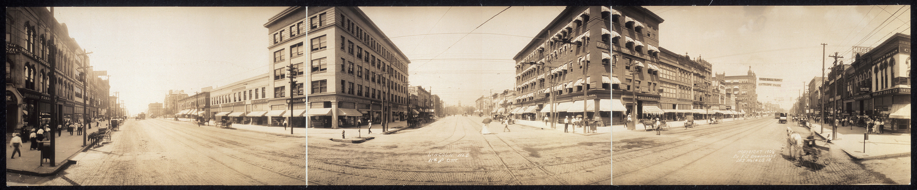 11th and O Sts Lincoln, Nebraska, 1908, 1908 — historic image