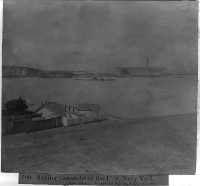 Monitor Camanche at the U.S. Navy Yard, Mare Island - View from Vallejo, Solano County