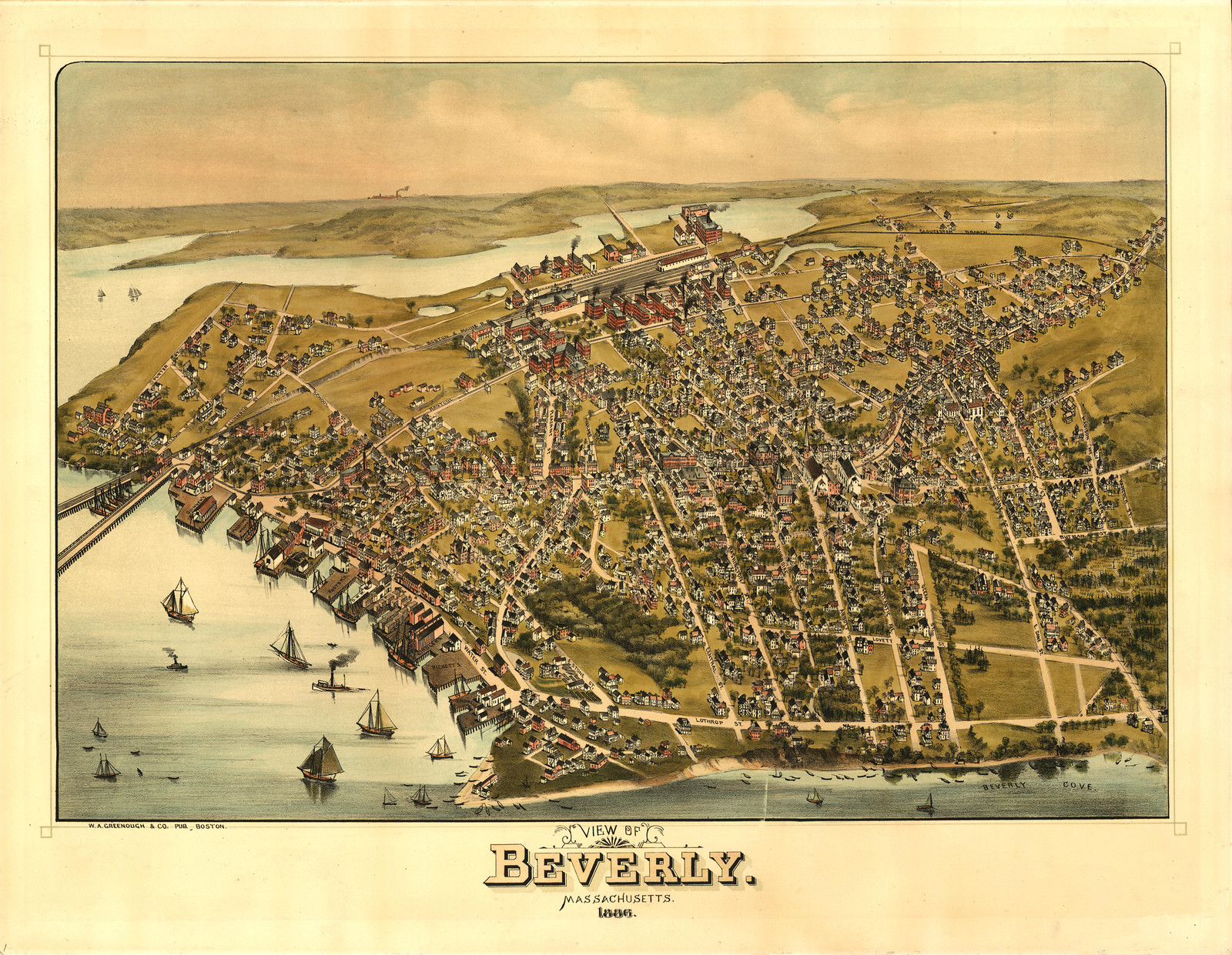 Beverly, Massachusetts, 1886, 1886 — antique map