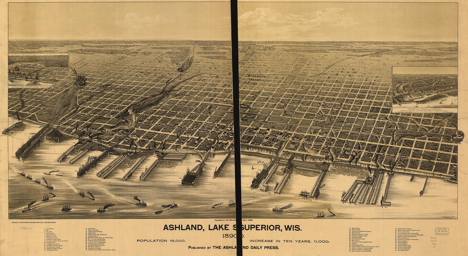 Ashland, Wisconsin, 1890, 1890 — antique map